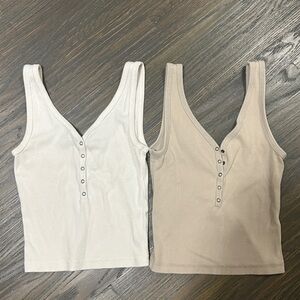 Abercrombie & Fitch Beige Ribbed Tops